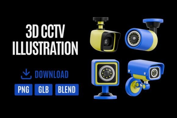 3D Icon CCTV & Security Camera Set 04: Realistic Surveillance Assets