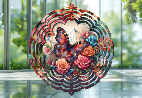 Enchant Your Outdoors: The Rose Flower Butterfly Wind Spinner