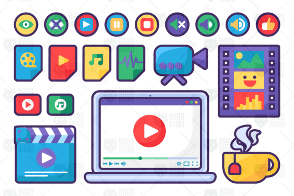 Mastering Visual Communication with Multimedia Files Symbols Set